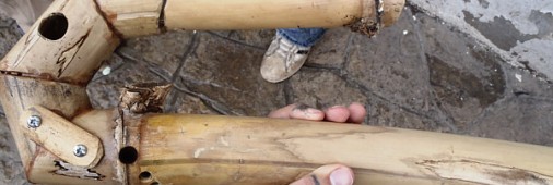 Malcolm's hand made bamboo saxophone. Malcolm's hand made bamboo saxophone.